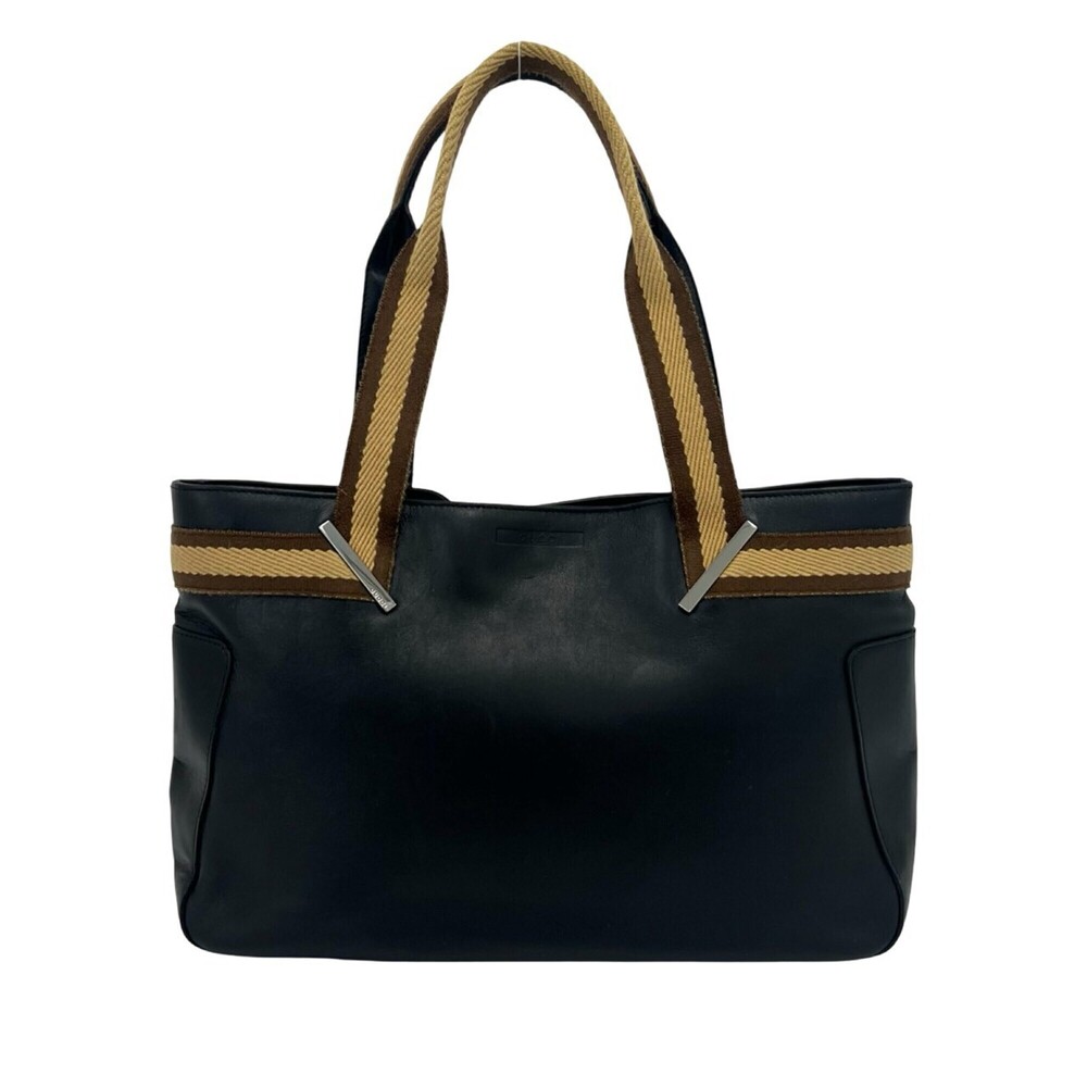 GUCCI Sherry Line Leather Mini Tote Bag Handbag for Women, Black, 66901